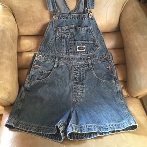 Denim overall shorts